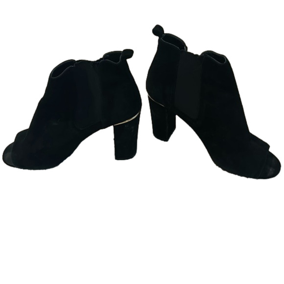 White House Black Market Suede Peep Toe Booties, Size 9 - Picture 1 of 7